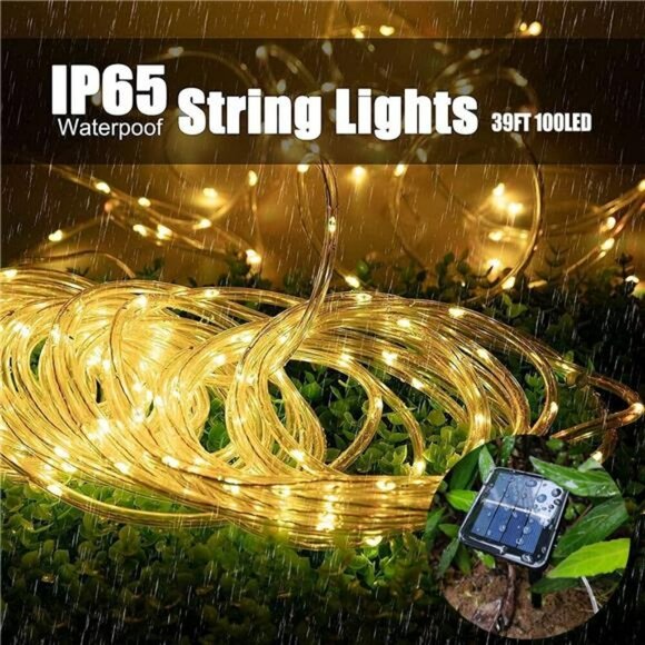 Solar Rope Lights Outdoor Waterproof LED String Lights for Garden Tree Decor - Picture 2 of 8